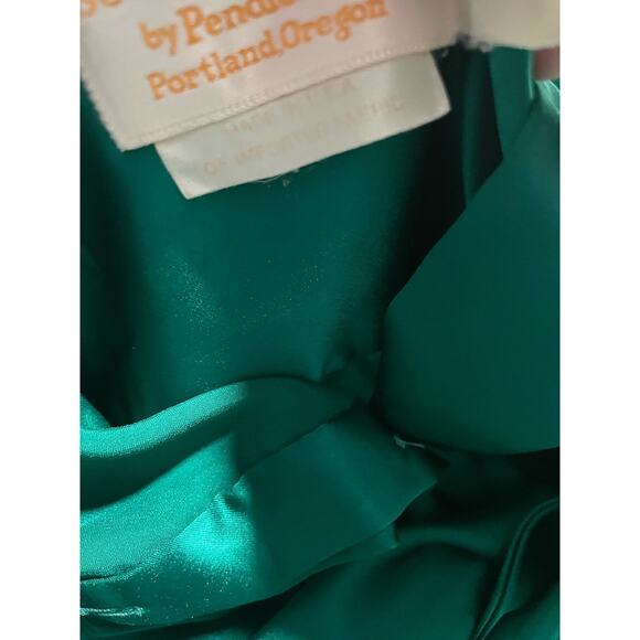 VTG Pendleton Women's Medium 14 Silky Neck Tie Bow Long Puff Sleeve Top Green - Picture 10 of 12